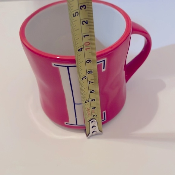 Anthropologie Coffee Mug, Orange/Red Color Hand Painted letter E monogram - Picture 8 of 8